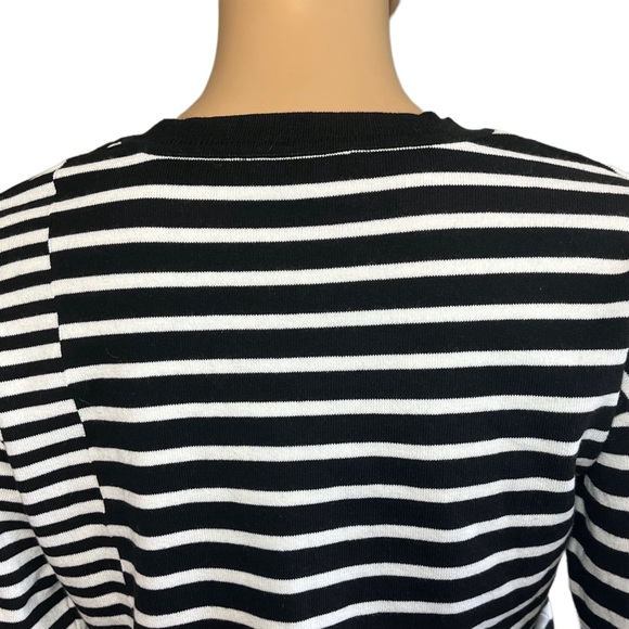SPRING & MERCER Black White Striped Tie Waist Top Sz Small - Picture 6 of 8